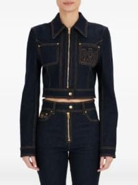 AMIRI Embroidered zip-front Denim Jacket | Blue | FARFETCH at Farfetch